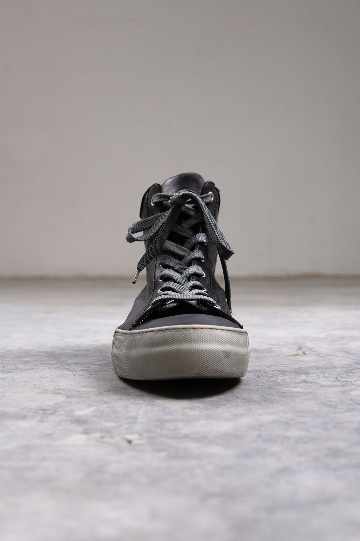 HORSE LEATHER SNEAKER SS-1H HIGH CUT WHITE HIGH RUBBER SOLES PIECE DYED