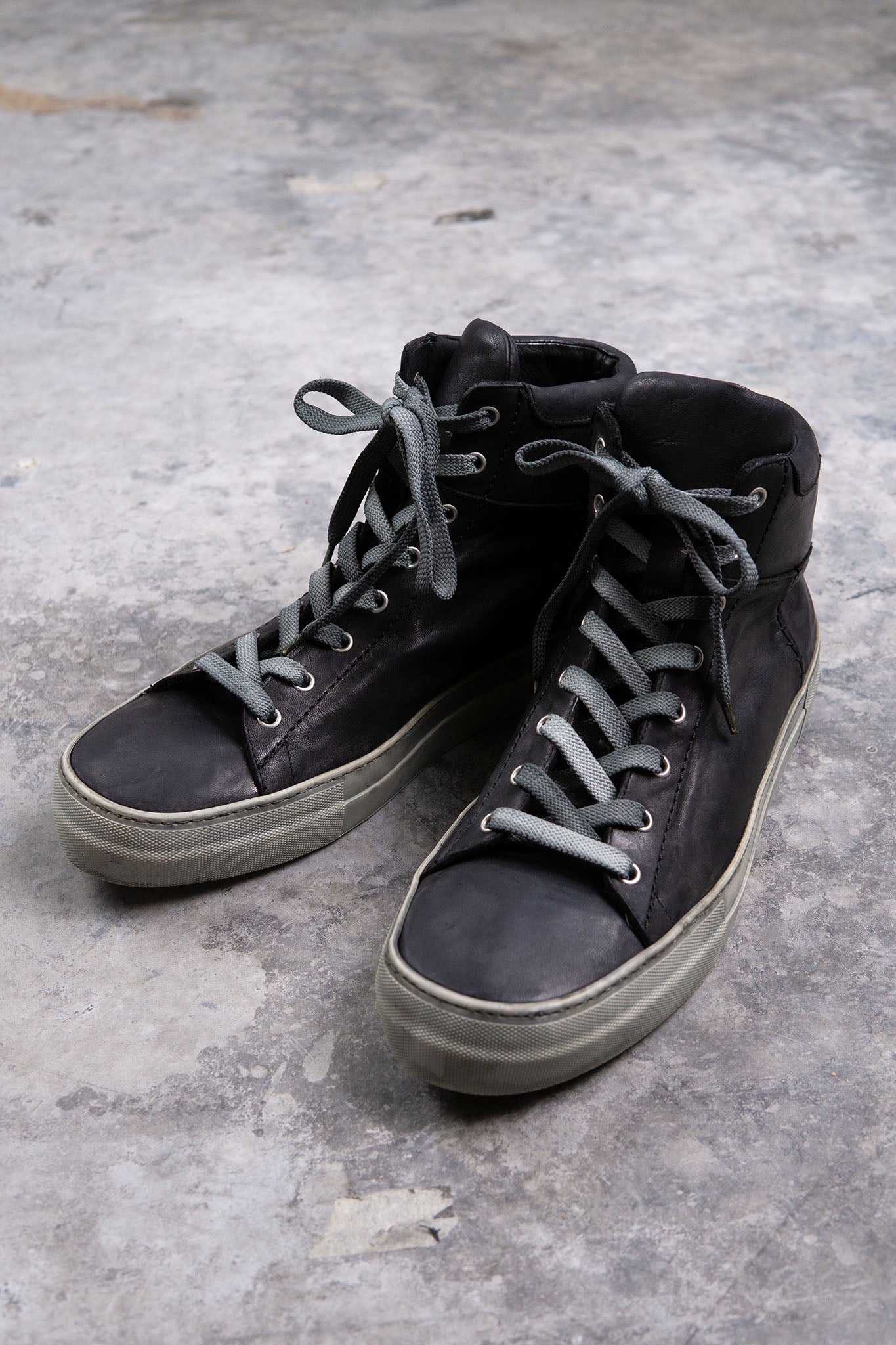 HORSE LEATHER SNEAKER SS-1H HIGH CUT WHITE HIGH RUBBER SOLES PIECE DYED