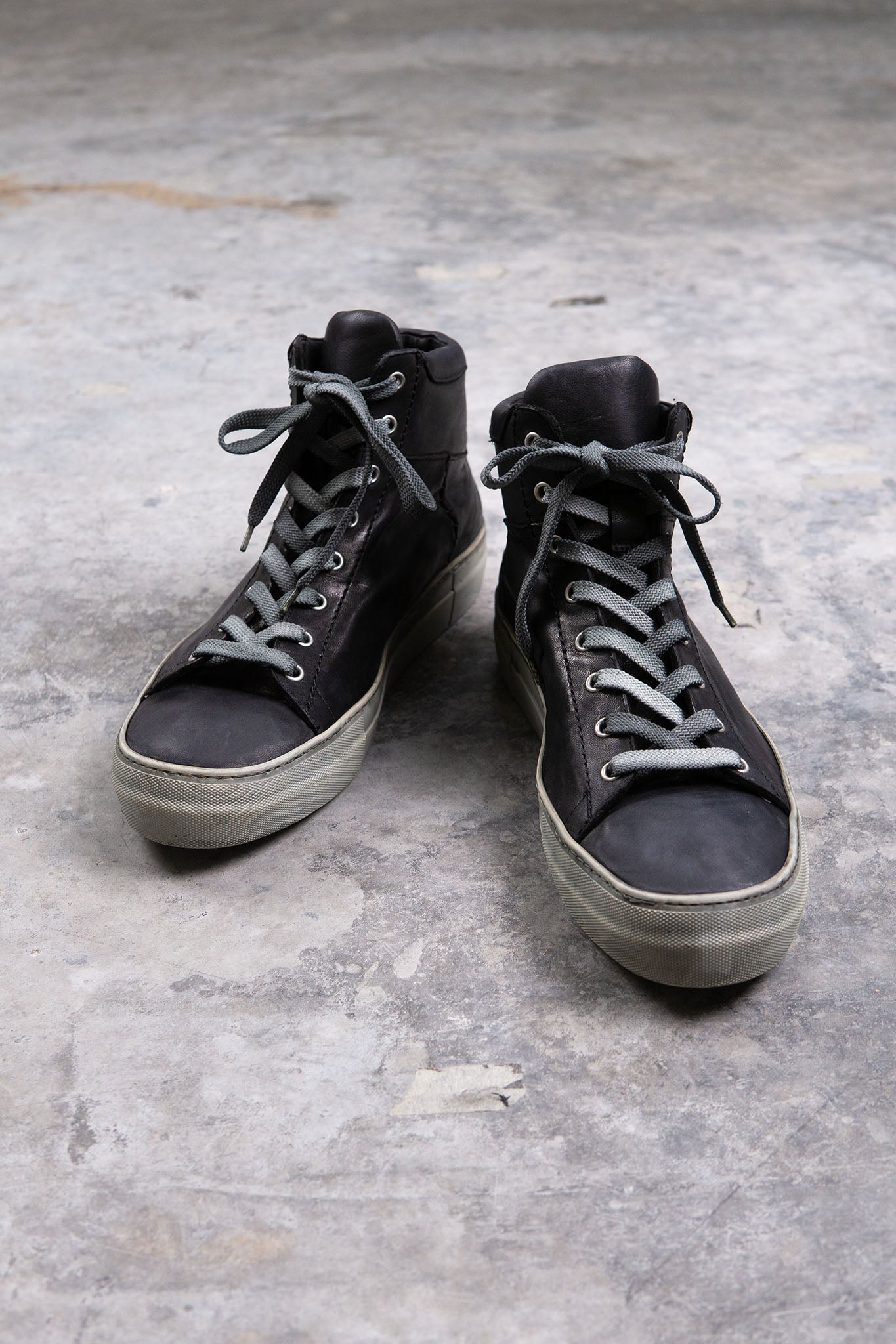 HORSE LEATHER SNEAKER SS-1H HIGH CUT WHITE HIGH RUBBER SOLES PIECE DYED