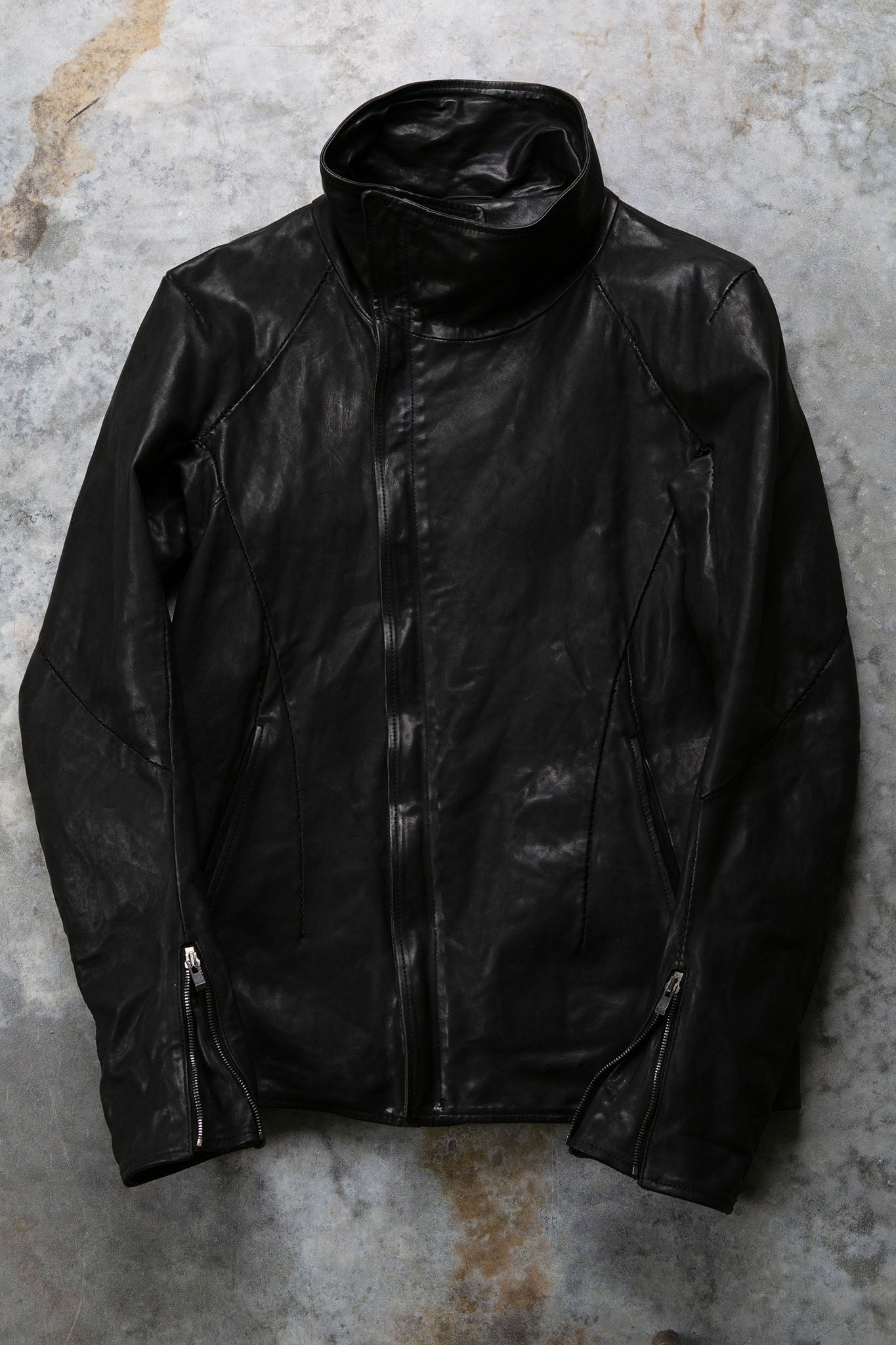 HORSE LEATHER HIGH COLLAR ZIP FRONT JACKET JB-5S　