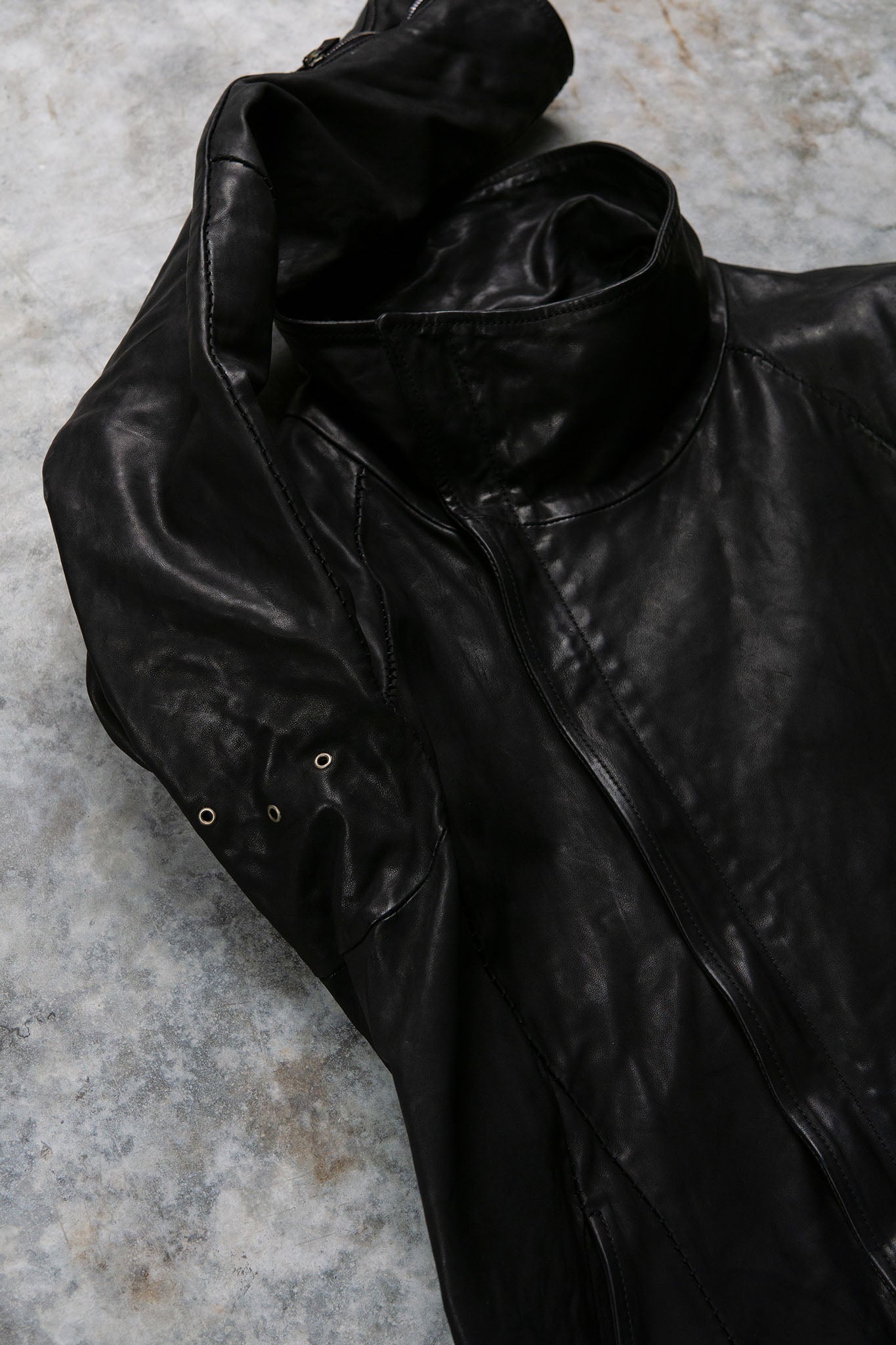 HORSE LEATHER HIGH COLLAR ZIP FRONT JACKET JB-5S　