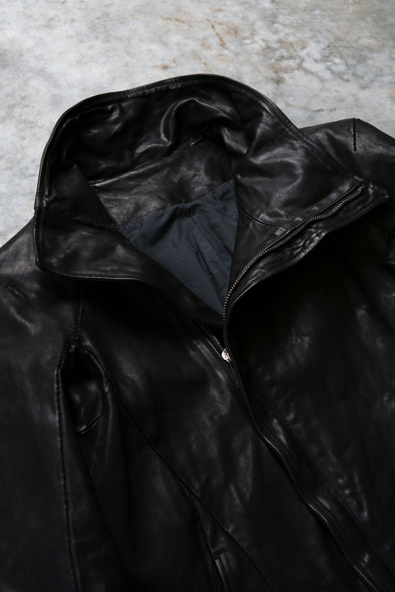 HORSE LEATHER HIGH COLLAR ZIP FRONT JACKET JB-5S　