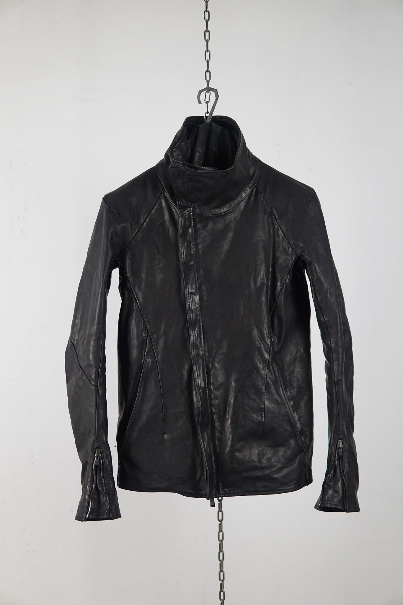 HORSE LEATHER HIGH COLLAR ZIP FRONT JACKET JB-5S　