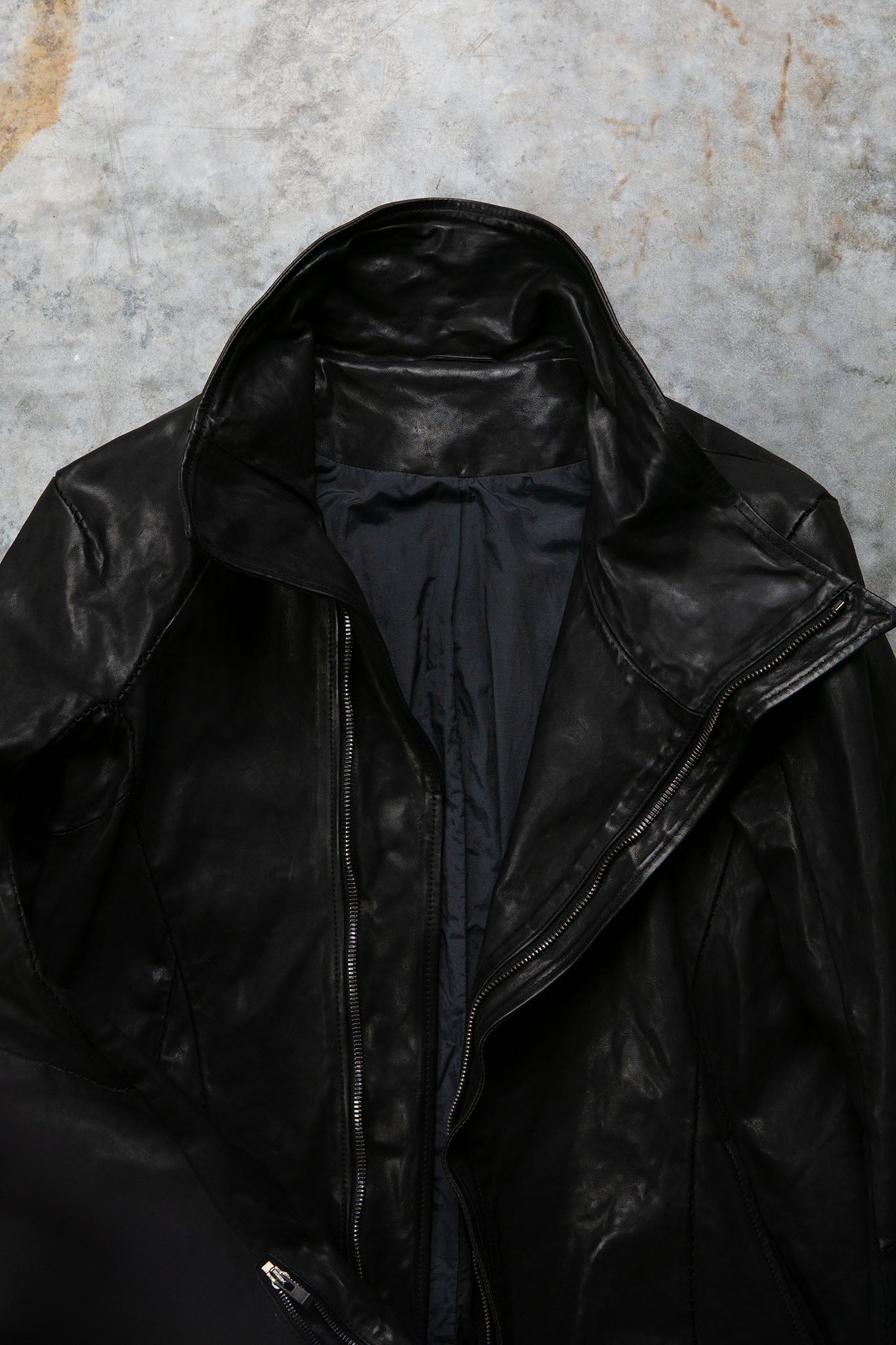 HORSE LEATHER HIGH COLLAR ZIP FRONT JACKET JB-5S　