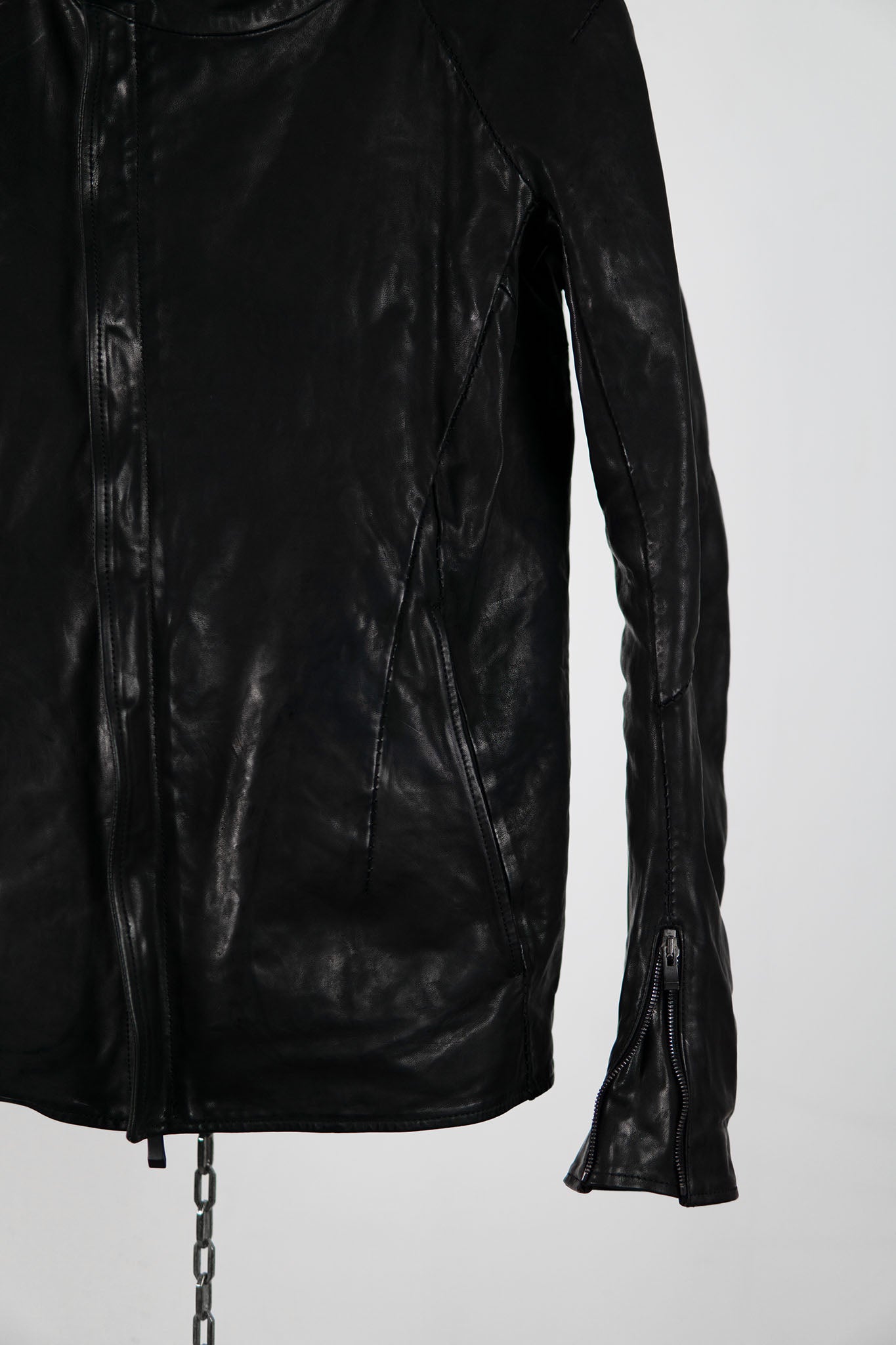 HORSE LEATHER HIGH COLLAR ZIP FRONT JACKET JB-5S　